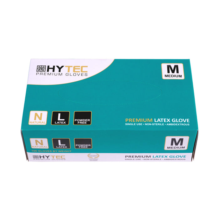 Hytec NLPFM Latex Gloves Powder Free Medium Clear 100/pkt 10 pkts/ctn