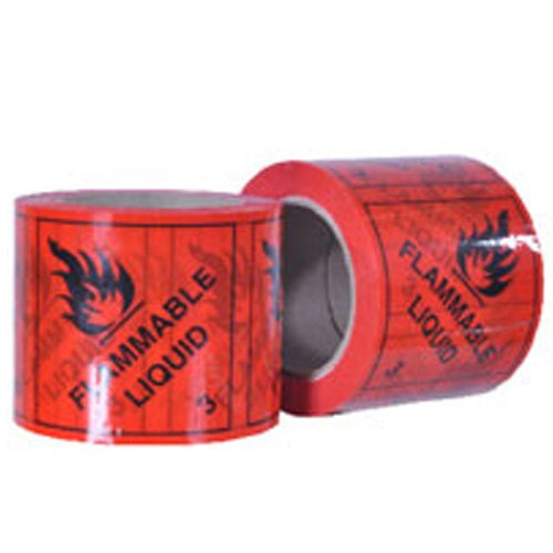 Ripstik PET DG Labels "Flammable Liquid 3" 96x100mm Black On Red 500/roll 18/ctn