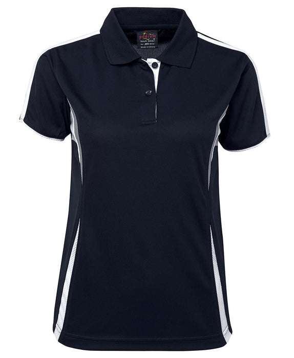 JBs 7COP1 Ladies Podium Cool Polo White/Navy/Gray Size 16