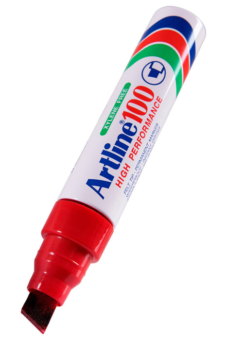 Artline 100 Marker Jumbo Chisel Tip Red 6/pkt
