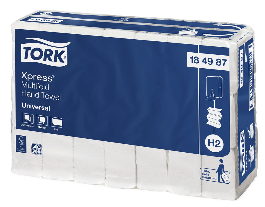 Tork Xpress 184987 Universal Slimline Multifold Hand Towels 24x21cm White (Dispenser: 480552000) 4830/ctn