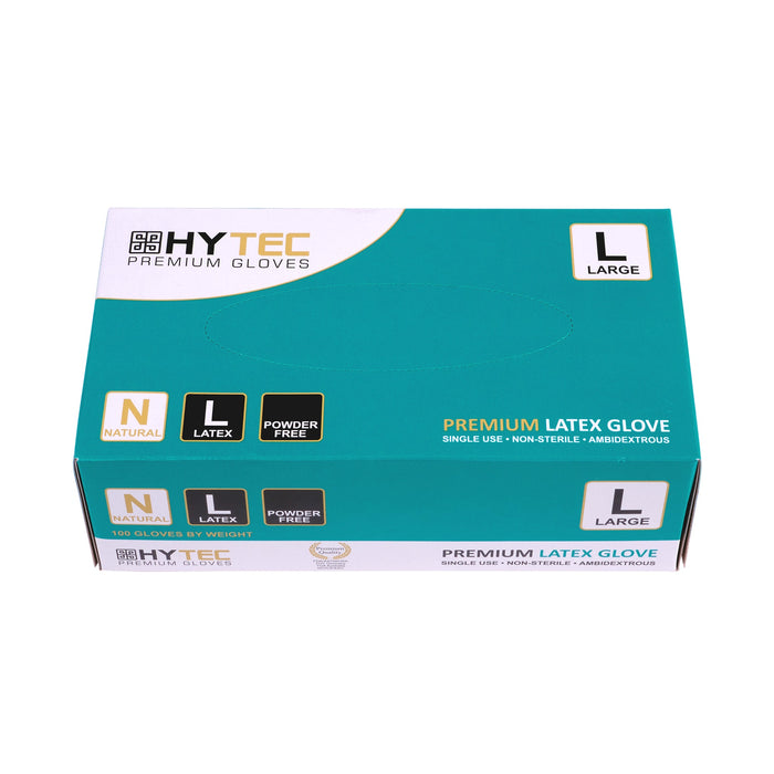 Hytec NLPFL Latex Gloves Powder Free Large Clear 100/pkt 10 pkts/ctn