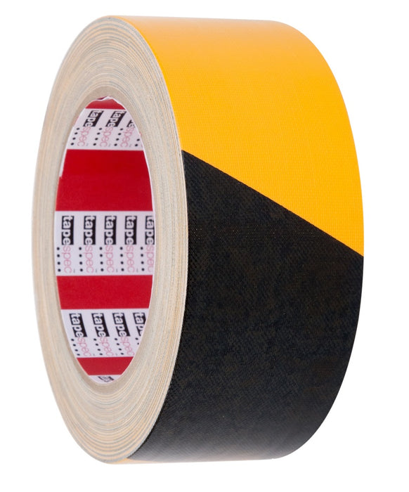 Tape Spec 011 Heavy Duty Cloth Hazard Warning Tape 48x25m Yellow/Black 12/ctn