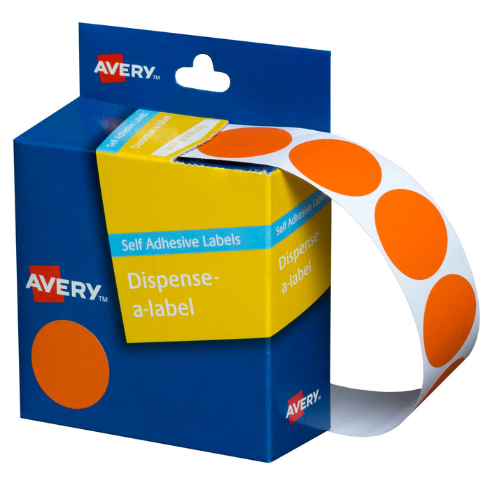 Avery Dispenser Labels Round Removable 24mm Orange 500/box