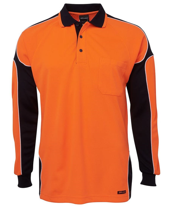 JBS 6AP4L Hi-Viz Arm Panel Polo Long Sleeve Lge Orange/Navy