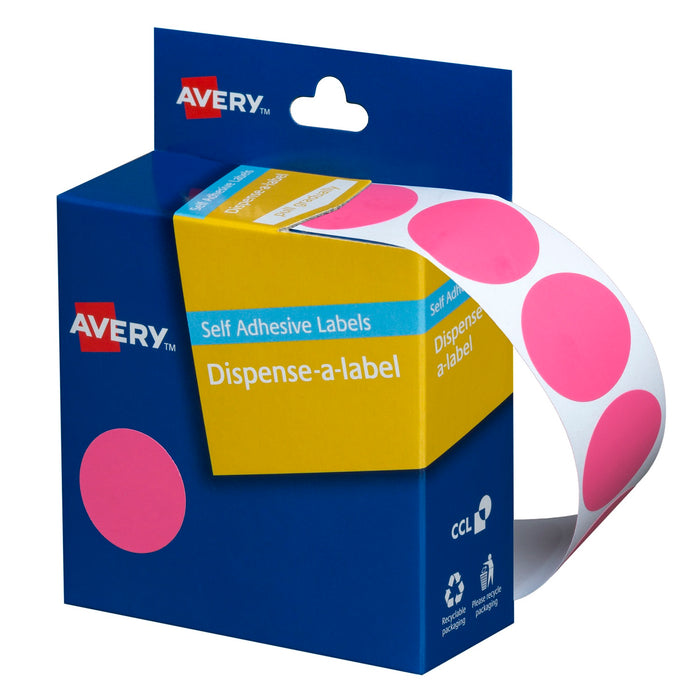 Avery Dispenser Labels Round Removable 24mm Pink 500/box