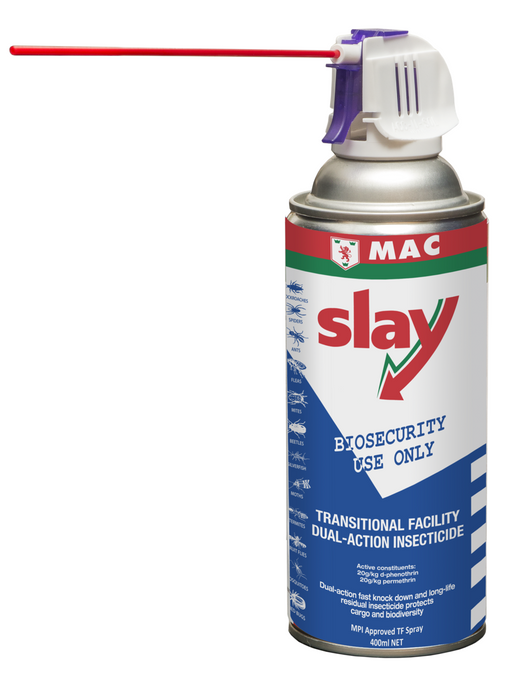 MAC Slay Dry Spray Insecticide Aerosol 400ml Biosecurity Trigger SLAYTT4A 12/ctn