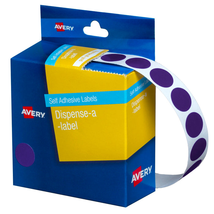 Avery Dispenser Labels Round Removable 14mm Purple 1050/box