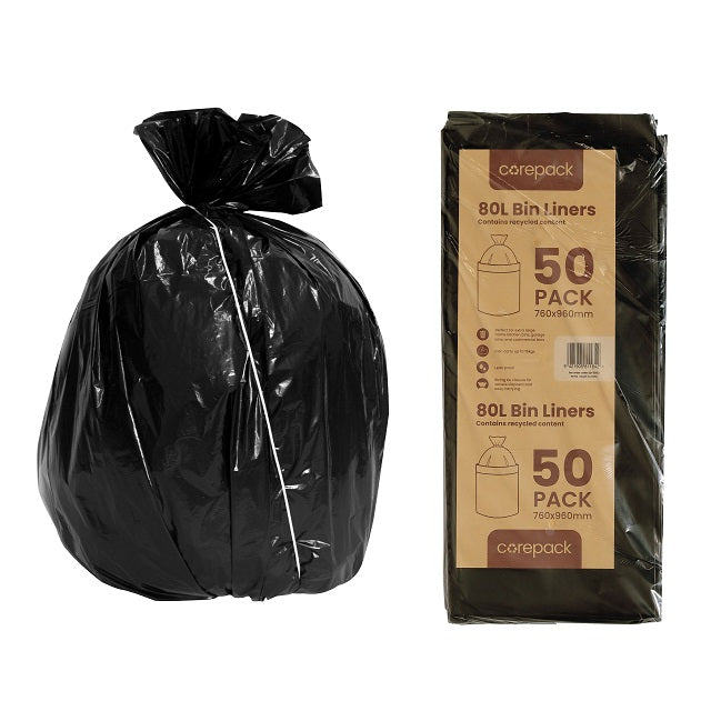 Ecobag 80L Recycled Rubbish Bag with String Tie 760mm X 960mm 250/ctn