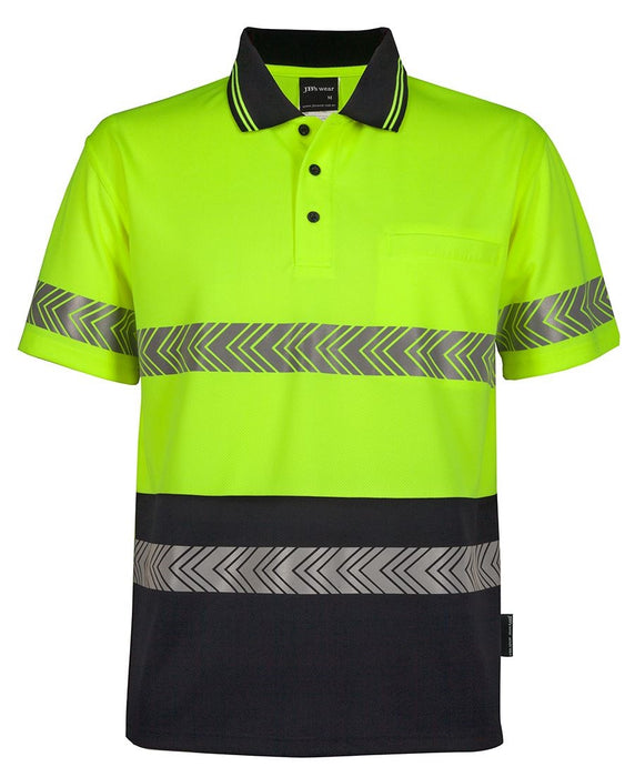 6HSST JBs Hi Vis Short Sleeve Segmented Tape Polo 2XL Lime/Navy