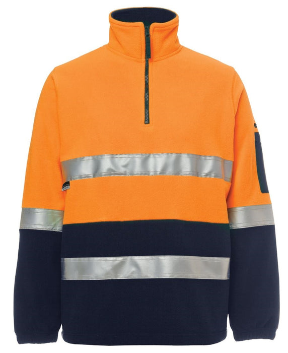 JBS Wear 6DNPF Hi-Viz 1/2 Zip Polar Fleece Day/Night Medium Orange/Navy
