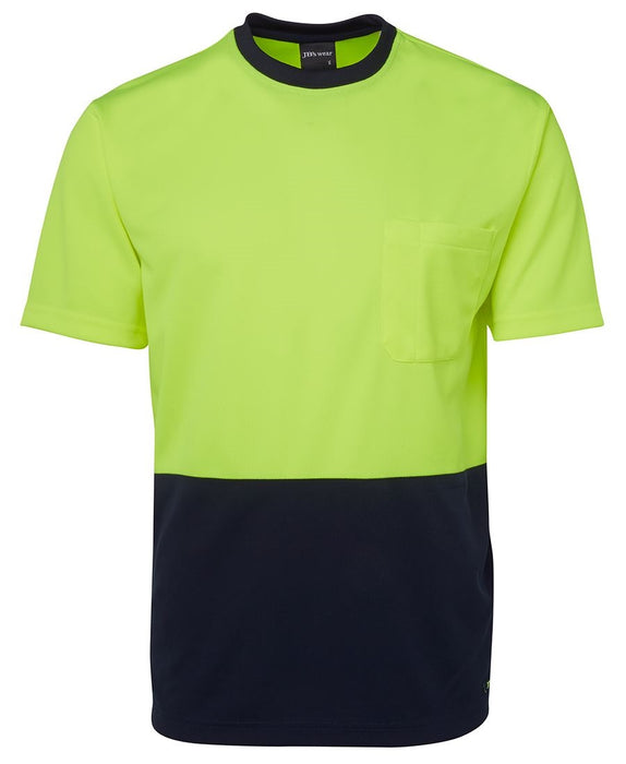 JBs 6HVT JBs Hi-Vis Traditional T-Shirt Polyester Small Lime/Navy
