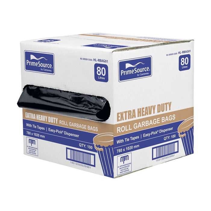 Costwise Rubbish Bags Dispenser Box 780x1020mm 40mu Black 80L 100/box