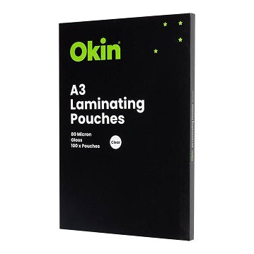 Okin Laminating Pouches A3 Gloss 80mic, Pack of 100