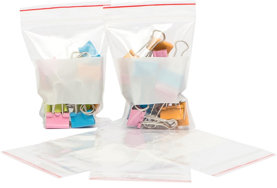 Write On Panel Resealable Bags 100x155mm 40mu 100/pkt 50 pkts/ctn