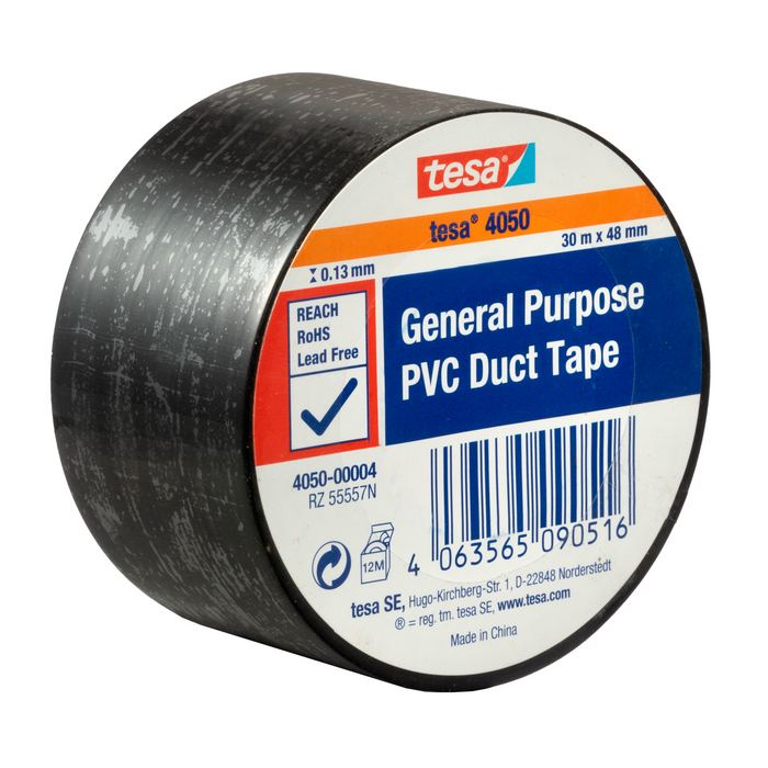 Tesa® 4050 PV1 General Purpose PVC Duct Tape 48mmx30m Black 36rolls/ctn