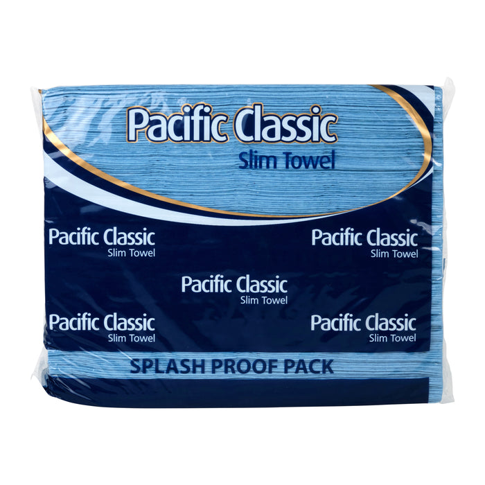 Pacific SC-100B Classic Slim Towels 23x21cm Blue 200/pkt (Fits:D55/D56) 18 pkt/ctn 24 ctns/plt BOTTOM LINER ON PALLET