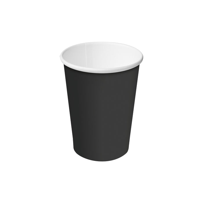 Castaway CA-SW12-BLK Single Wall Paper Hot Cup 355ml Black 1000/ctn (Lids:500CAHCSLIDB, 500CAHCSLID)