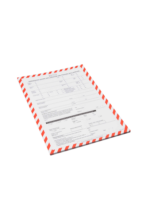 Dangerous Goods & Packing Declaration Forms A4 50/pad