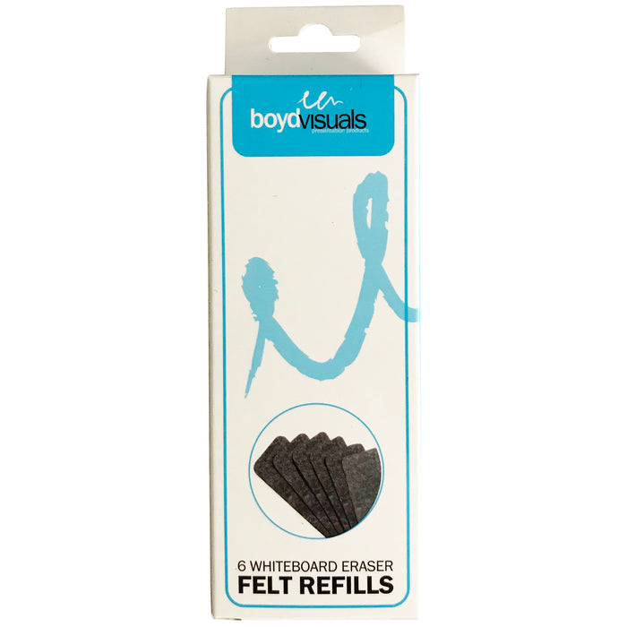 Magnetic Whiteboard Eraser Felt Refills 6/pack