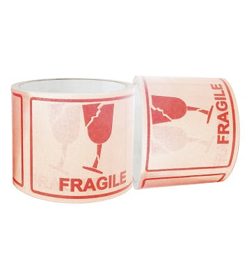 Ecopack Ripa Fragile Labels Red/White 72x100 500/roll