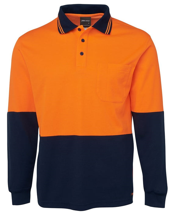 JBs 6HPL Long Sleeve Cotton Back Polo 2XL Orange/Navy