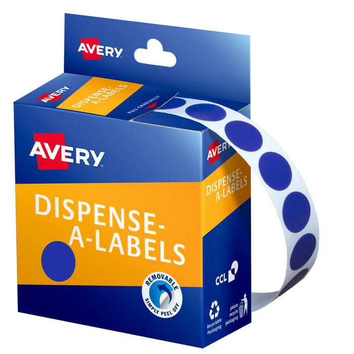 Avery Dispenser Labels Round Removable 14mm Blue 1050/box