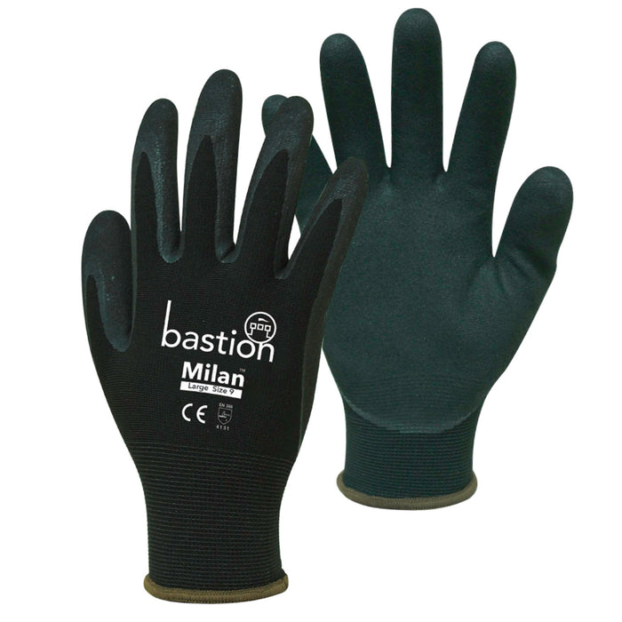 Bastion (BSG45124) Milan Black Nylon Glove Large 12/pkt