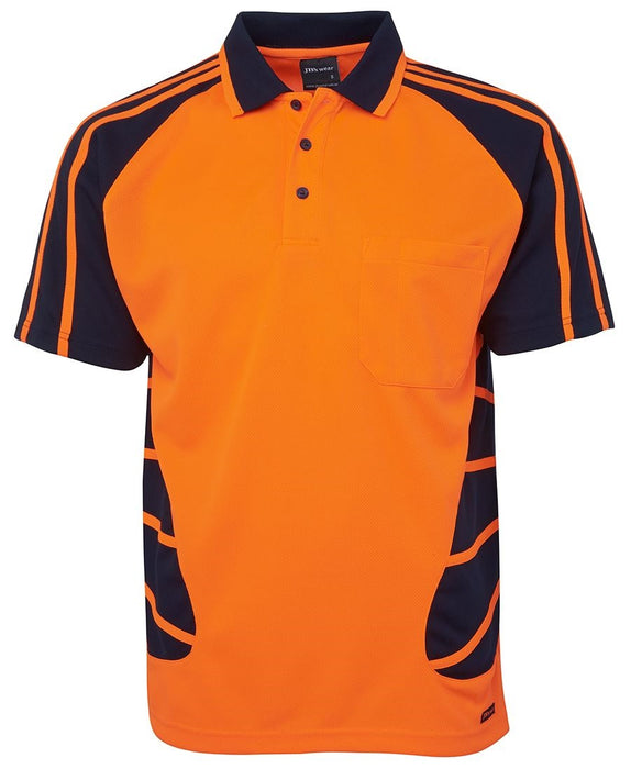 JB's 6HSP Hi-Viz Spider Polo Large Orange/Navy