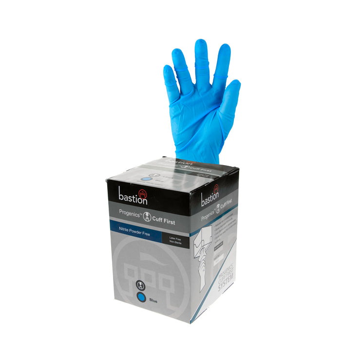 Bastion Cuff First 100633 Progenics Nitrile Powder Free Gloves Blue Large 250/pkt  8 pkts/ctn