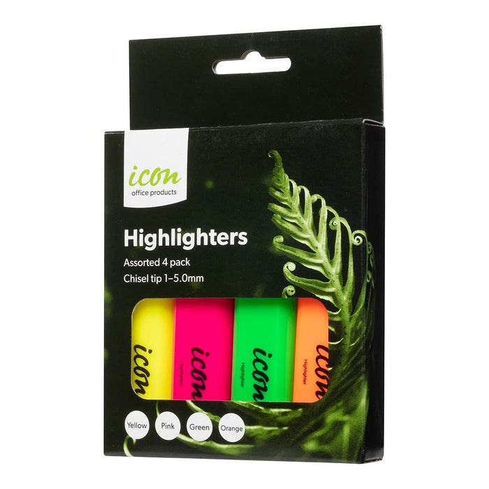 Liquid Highlighter Assorted Colours Wallet 4/pkt