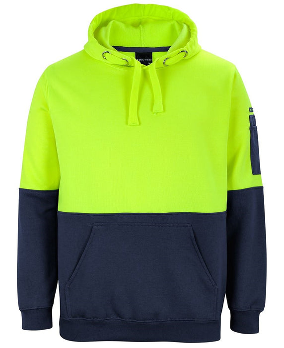 JBs 6HVPH Hi Vis Pull Over Fleecy Hoodie Lime/Navy Size L