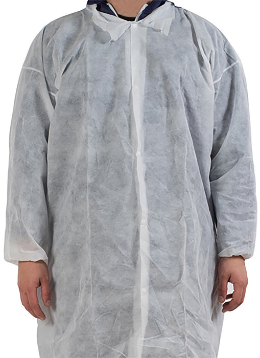 Selfgard 2700 Visitors Coat Large White With Domes & Velcro Fasteners 100/ctn