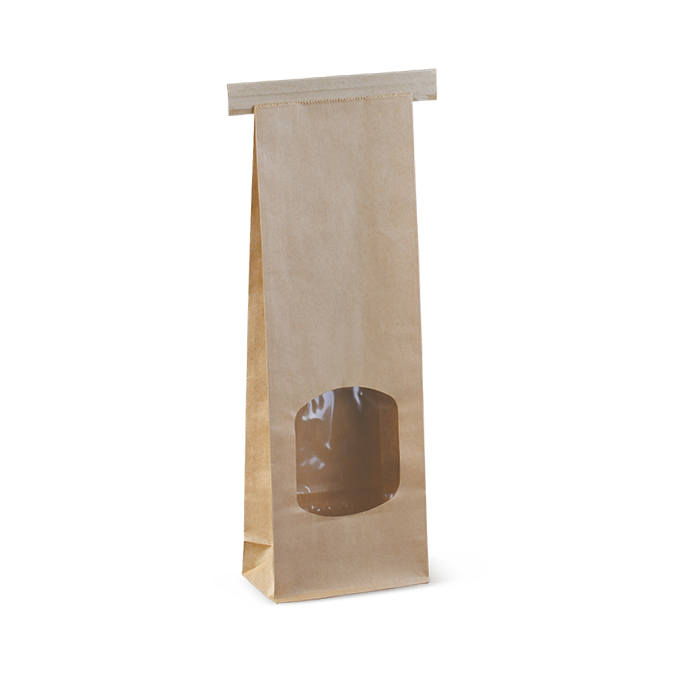 Detpak Window Retail Tin-Tie Bags Brown Small 260x88x47mm 500/ctn