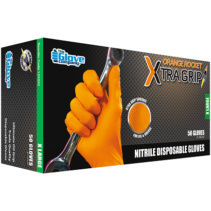 Orange Rocket Disposable Nitrile Gloves Xtra Grip Large 100/pkt