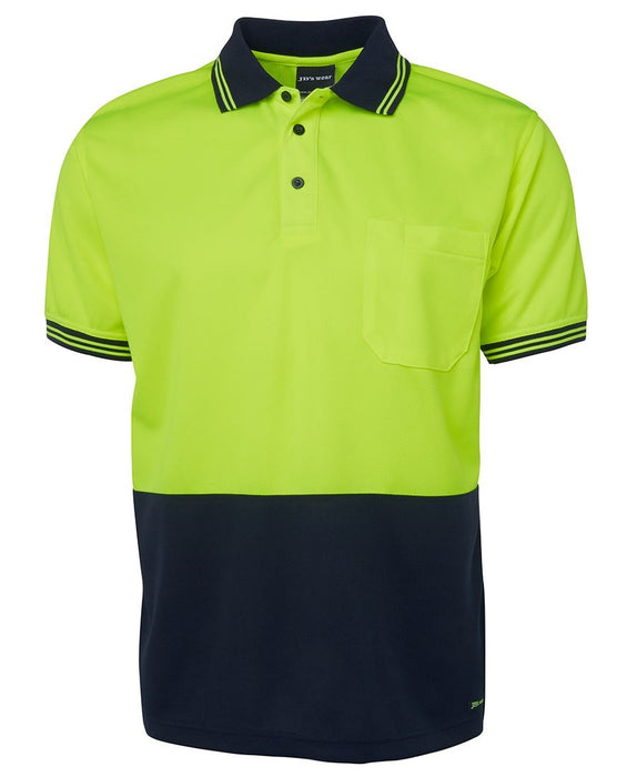 JBs 6HVPS Hi Vis S/S Traditional Polo Medium Lime/Navy
