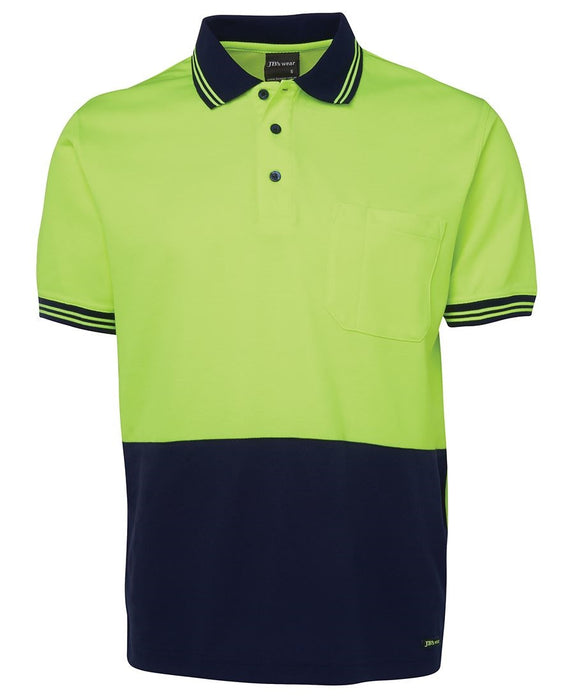 6HPS Hi Vis S/S Cotton Back Polo Lime/Navy Medium