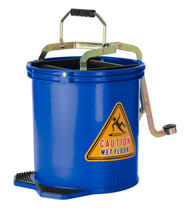 Plastic Foot Operated Bucket With Castors 16L Blue