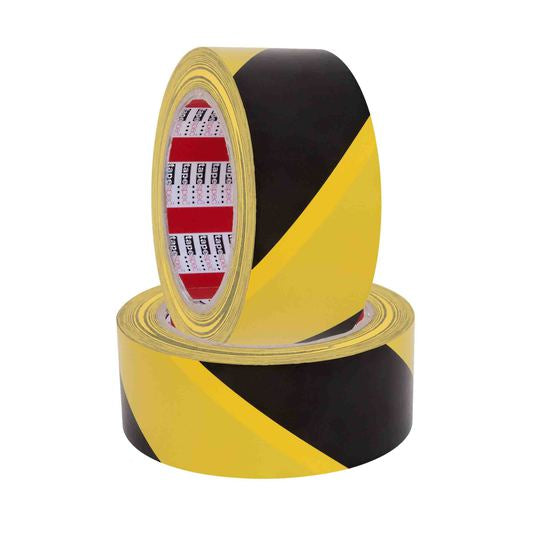 Tape Spec 0009 Vinyl Hazard Tape 48x33m Yellow/Black Striped 24/ctn