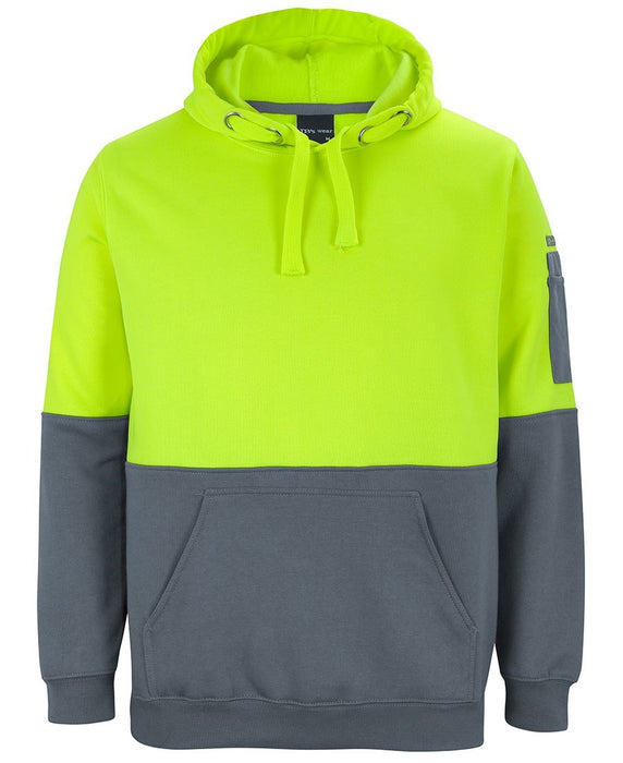 JBs 6HVPH Hi Vis Pull Over Fleecy Hoodie Lime/Charcoal Sml