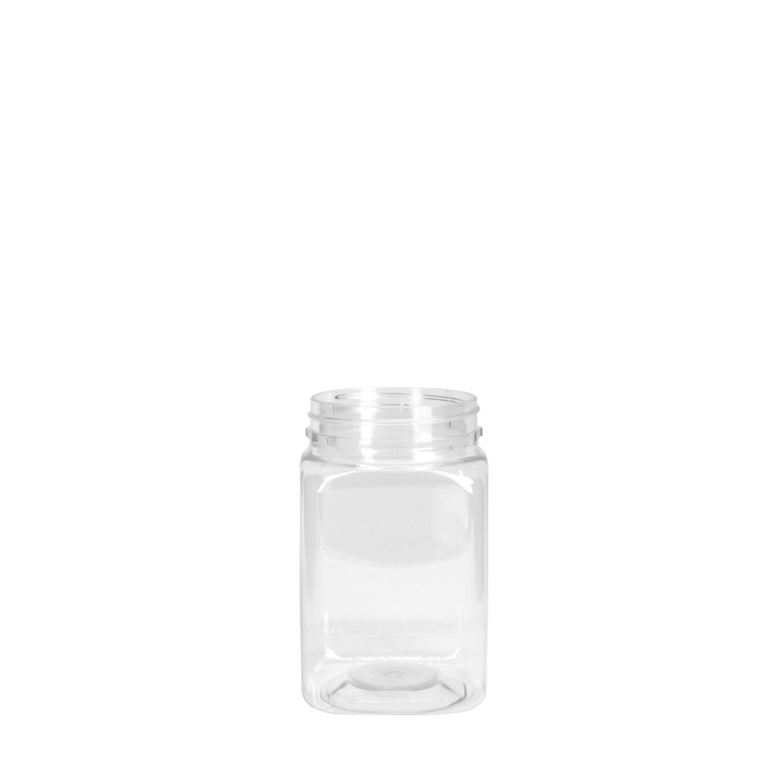 Plastic Jar Square Pet 400ml. MOQ 160 per carton