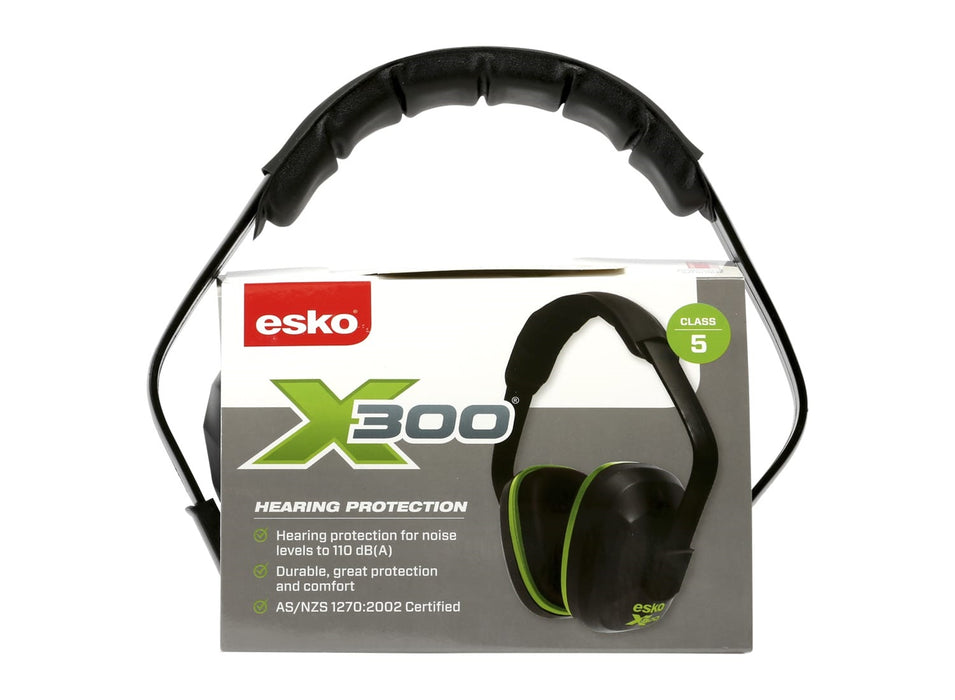 Esko X300 Class 5 Earmuffs Gunmetal Grey With Green Trim