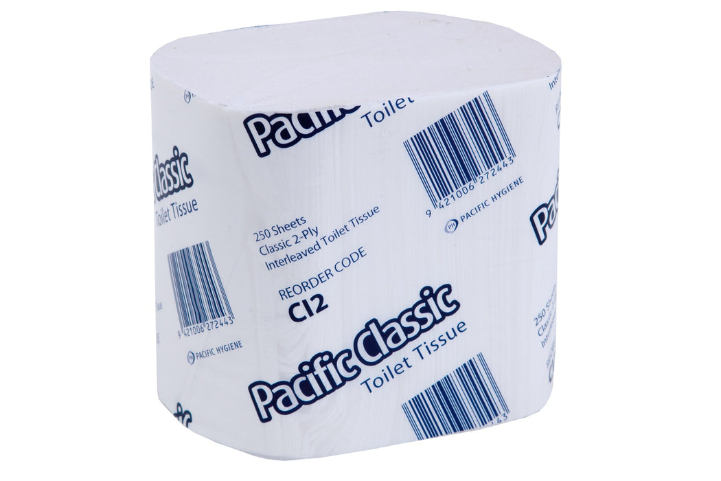 Pacific CI2 Classic Interleaved Toilet Tissue 2ply 250/pkt 36 pkts/ctn