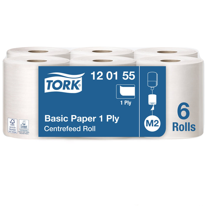 Tork 120155 Basic Paper Centrefeed Roll 20cmx300m 1ply White 6/bdl (Dispenser: 480559030)