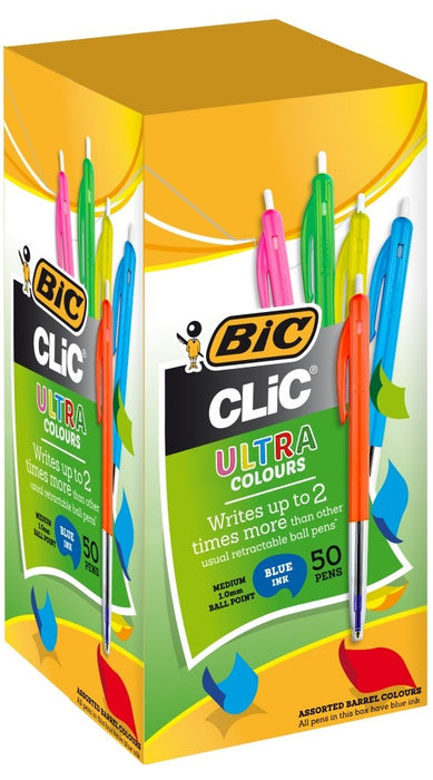 Bic Clic Ballpoint Pen Medium Blue Multicolour Barrel 50/pkt