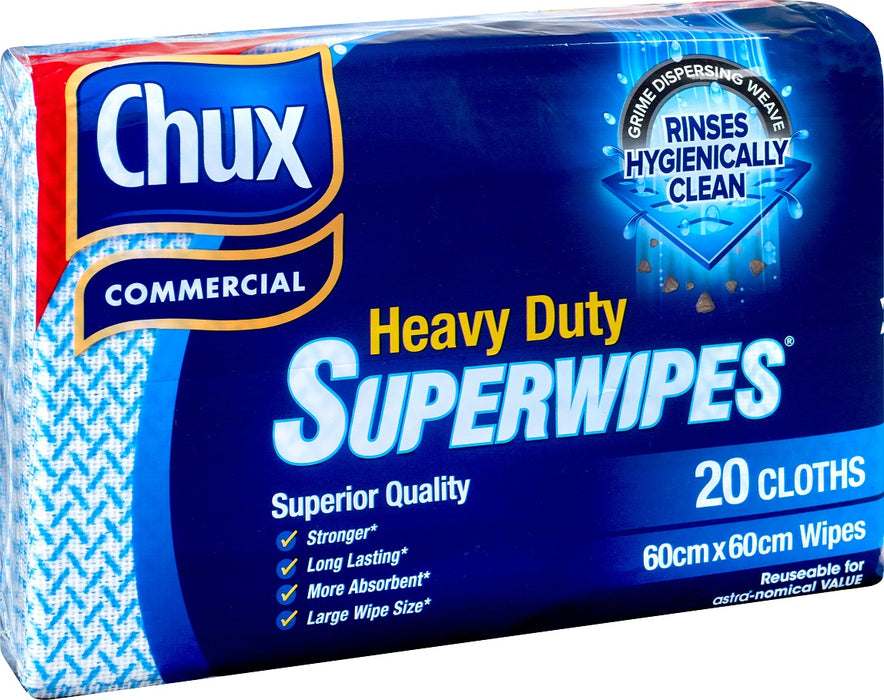 Chux 09887 Heavy Duty Wipes 60x60cm Blue 20/pkt 15 pkts/ctn