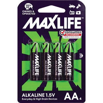 Maxlife Alkaline Batteries AA 4/pack