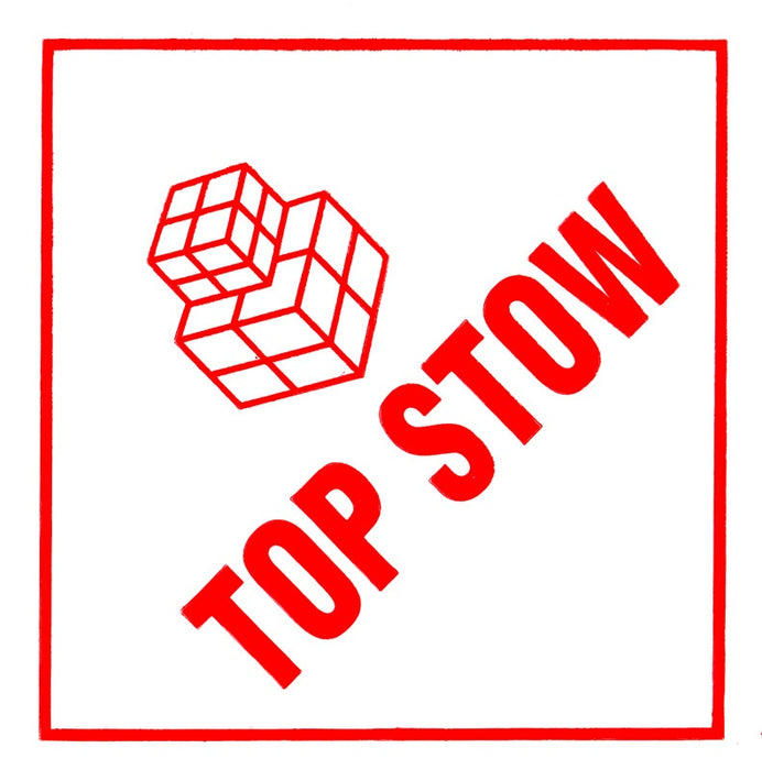 Ripstik Plastic Shipping Labels "Top Stow" 96x100mm 500/roll Red On White 18/ctn