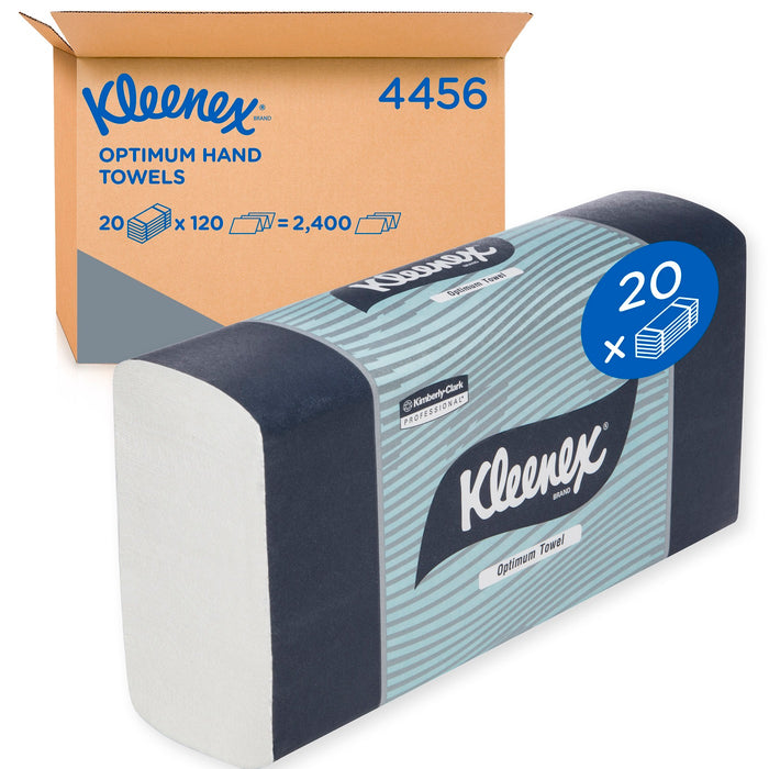 Kleenex 4456 Optimum Interleaved Towels 30.5x24cm White 120/pkt 20 pkts/ctn