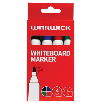 Warwick Whiteboard Marker Bullet Tip Wallet (117391) 4/pkt